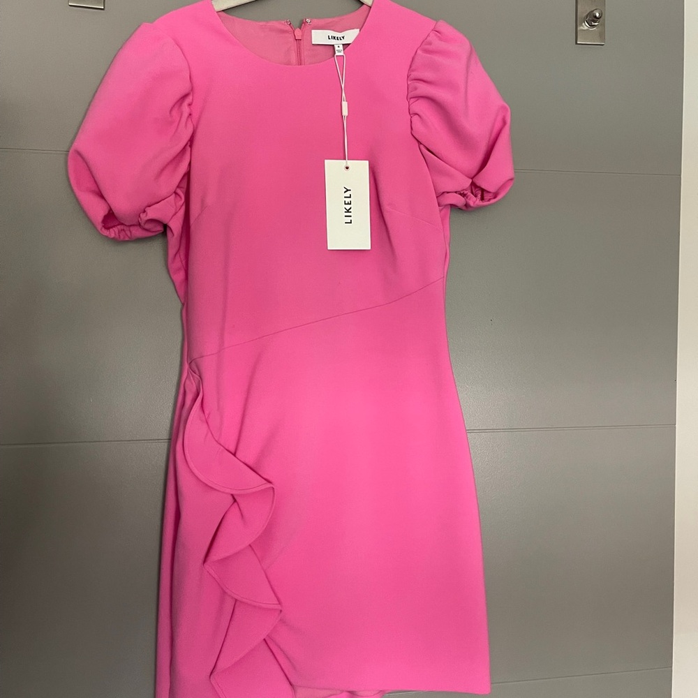Likely Fuchsia Puff Sleeve Mini Dress